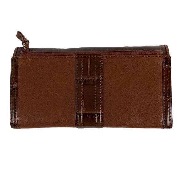 Brighton Brown Leather Fold Over Snap Clutch Wallet - Picture 4 of 13